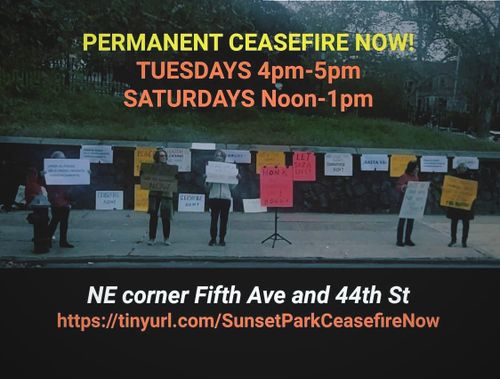 🇵🇸 Sunset Park Ceasefire Vigil – WEEKLY Tuesdays & Saturdays